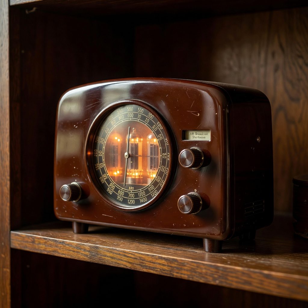 Repasované lampové rádio so svietiacou stupnicou