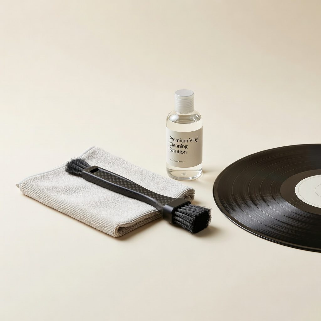 Sada na čistenie vinylových platní s karbónovou kefkou, roztokom a utierkou